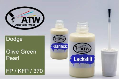 Dodge, Olive Green Pearl, FP / KFP / 370: 20ml Lackstift + 20ml Klarlack - Set, von ATW Autoteile West.